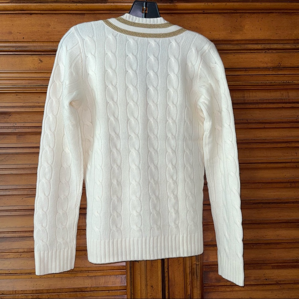 New Ralph Lauren black label cable v-neck cashmere sweater - Picture 2 of 3